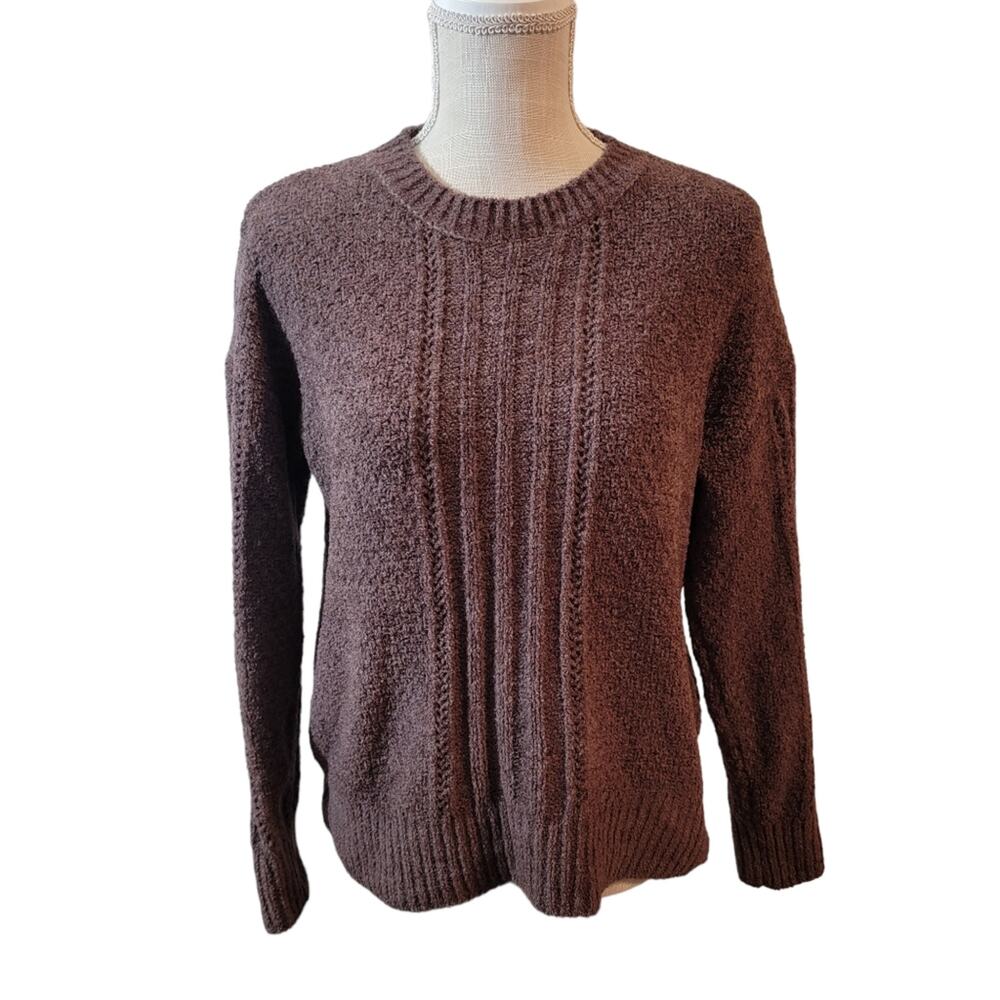Lucky Brand Deep Brown Super Soft Knit Crew Neck Sweater Size Small